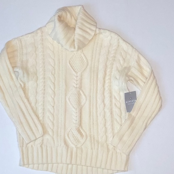 NWT Athleta Merino Wool Plains Cable Knit Turtle Neck Sweater - Size S - Picture 3 of 9